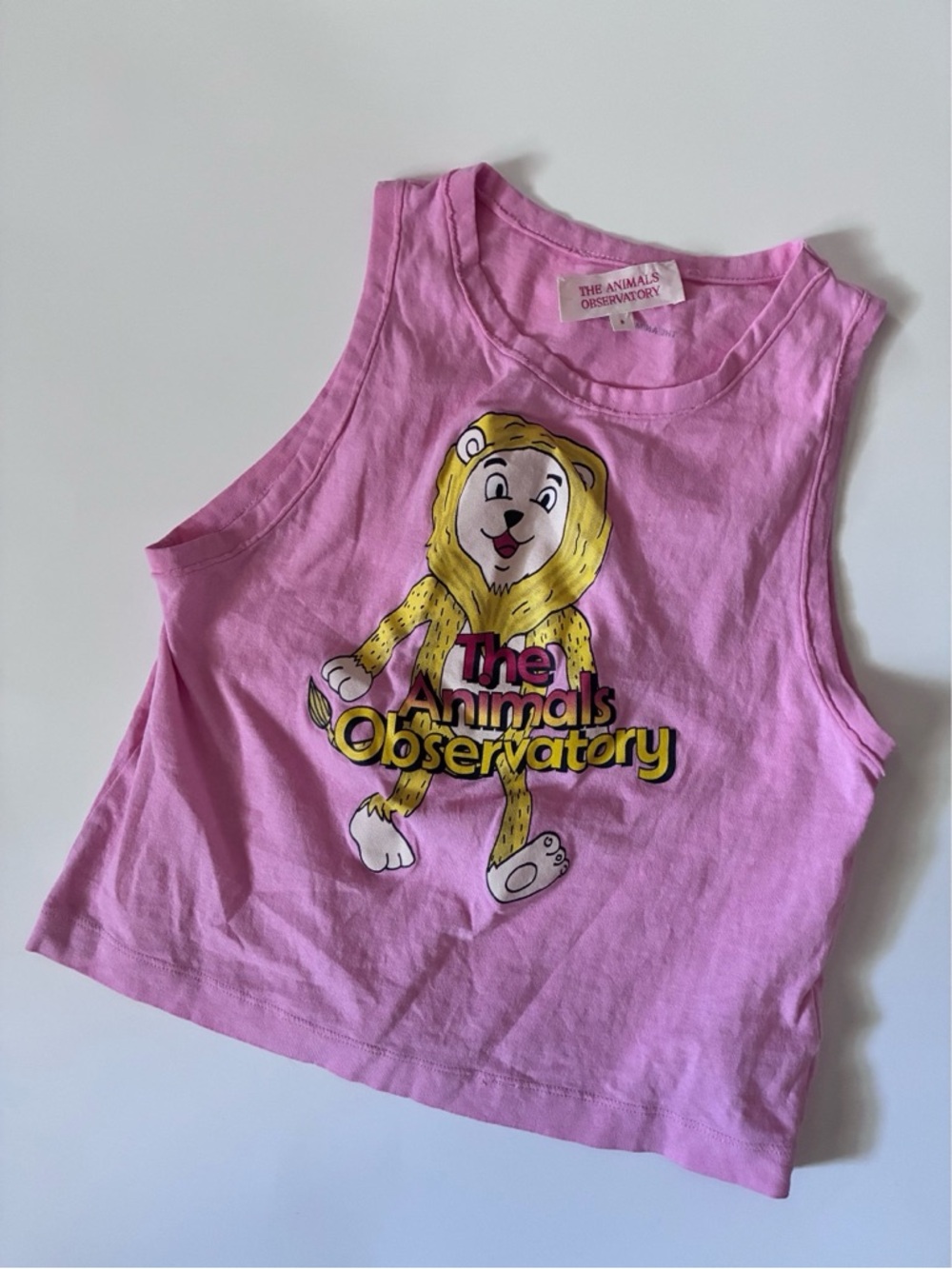 VGUC The Animals Observatory Pink Lion Graphic Tank 6y
